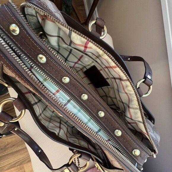 Coach Heritage Stripe Double Zip Satchel 12530 Handba - Picture 3 of 6